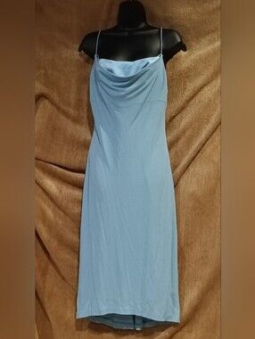 Maria Bianca Nero NWT Light Blue Slip Dress with Cowl Neck